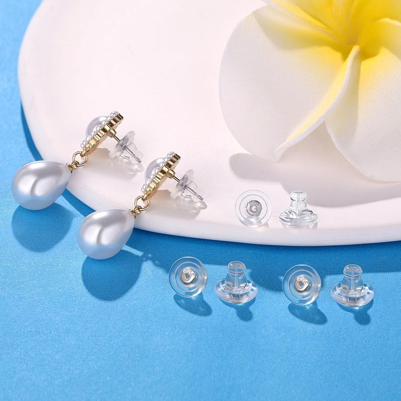 Moconar Earring Backs, Silver Silicone Earring Backs Replacements for Studs/Droopy Ears, Hypoallergenice Secure No-Irritate Earring Backs for Adults (Silver) - Image 2